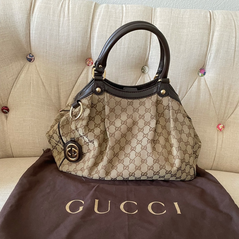 Gucci Monogram Sukey Tote Dark Brown